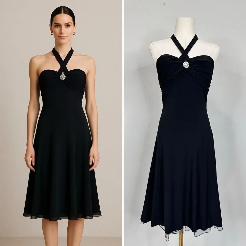 90s Y2K B. Smart Halter Dress Sz 3/4 Whimsygoth Dark Romance Punk Goth Hoco